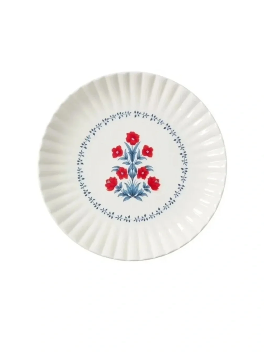 4pc 8” Floral Ceramic Plate Red, White & Blue - My Texas House